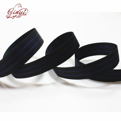 Hot sale high quality 1.5 cm 0.4mm thickness polyester two color stripe ribbon for decoration