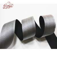 3cm 0.65mm thickness high quality black plaid silver polyester wholesale ribbon